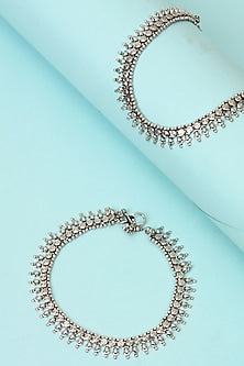Silver Handcrafted Anklets In Sterling Silver (Set of 2)