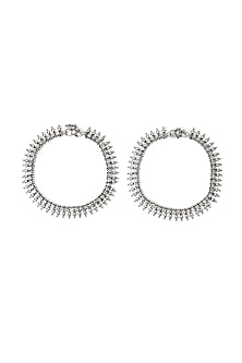 Silver Handcrafted Anklets In Sterling Silver (Set of 2)