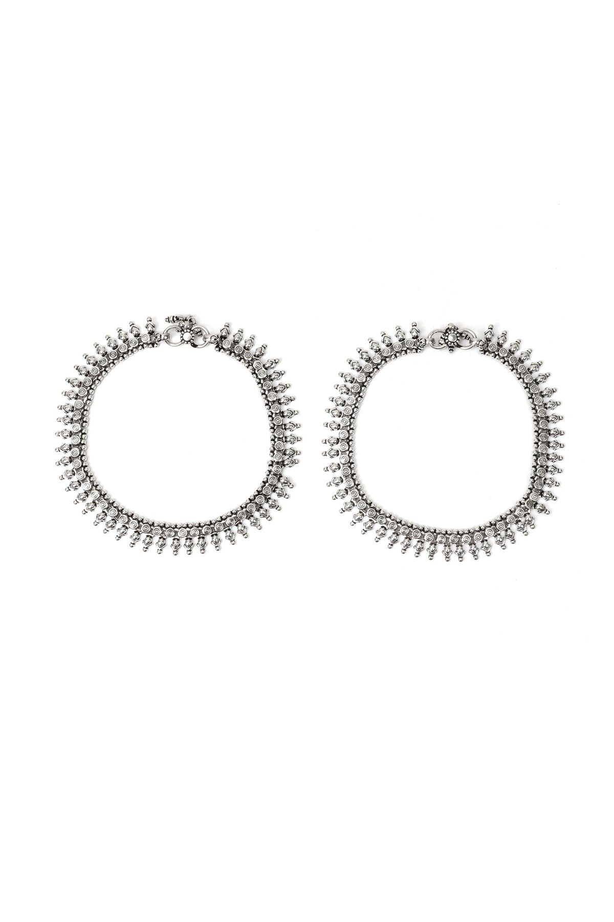 Silver Handcrafted Anklets In Sterling Silver (Set of 2)