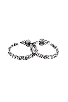 Silver Handcrafted Bacelets In Sterling Silver (Set of 2)