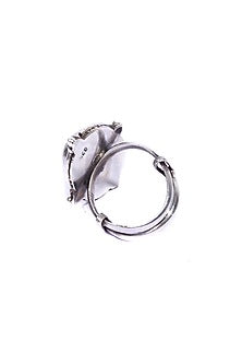 Silver Turquoise Stone Adjustable Ring In Sterling Silver