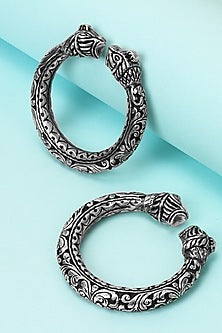 Silver Handcrafted Bacelets In Sterling Silver (Set of 2)