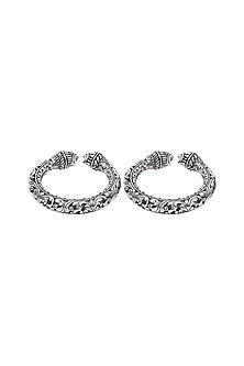 Silver Handcrafted Bacelets In Sterling Silver (Set of 2)