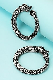 Silver Handcrafted Bacelets In Sterling Silver (Set of 2)