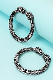 Silver Handcrafted Bacelets In Sterling Silver (Set of 2)