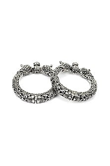 Silver Handcrafted Bacelets In Sterling Silver (Set of 2)