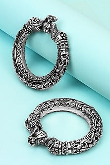 Silver Handcrafted Bacelets In Sterling Silver (Set of 2)