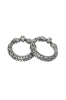 Silver Handcrafted Bacelets In Sterling Silver (Set of 2)