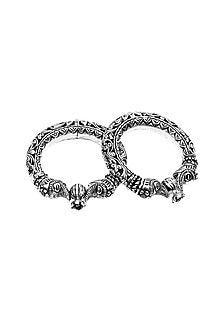 Silver Handcrafted Bacelets In Sterling Silver (Set of 2)