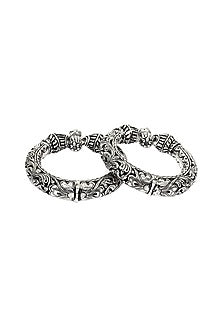 Silver Handcrafted Bacelets In Sterling Silver (Set of 2)