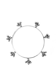 Silver Handcrafted Bacelets In Sterling Silver (Set of 2)