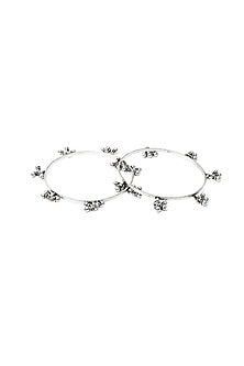 Silver Handcrafted Bacelets In Sterling Silver (Set of 2)