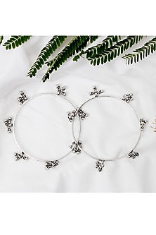 Silver Handcrafted Bacelets In Sterling Silver (Set of 2)