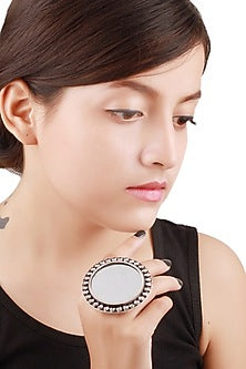Silver Glass Handcrafted Adjustable Ring In Sterling Silver