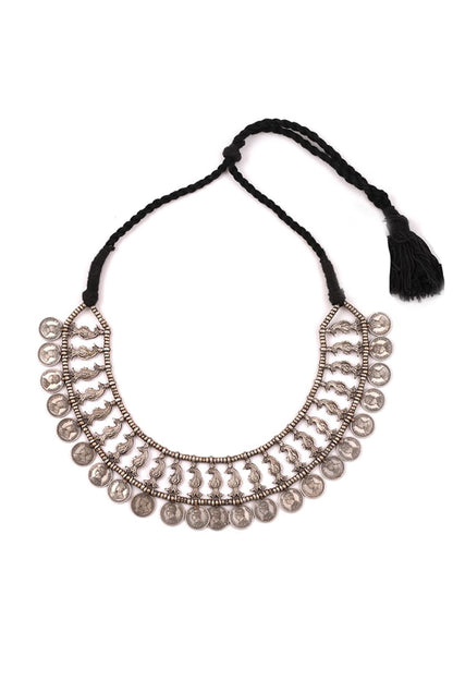 Silver Handcrafted Oxidized Necklace In Sterling Silver