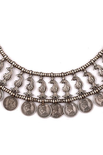Silver Handcrafted Oxidized Necklace In Sterling Silver
