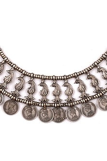 Silver Handcrafted Oxidized Necklace In Sterling Silver