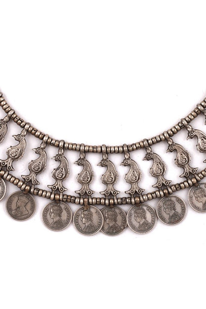 Silver Handcrafted Oxidized Necklace In Sterling Silver