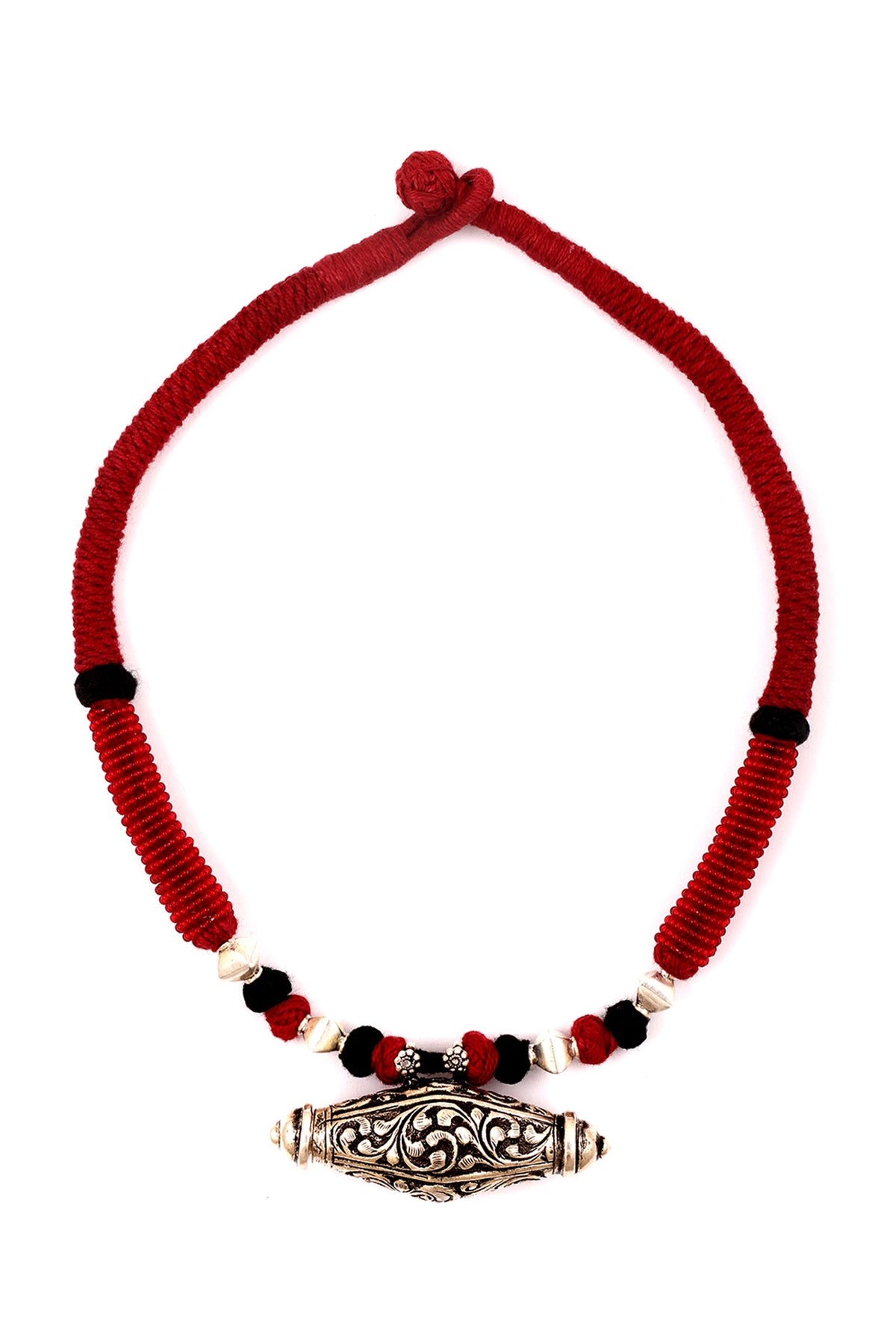 Silver Engraved Handcrafted Necklace In Sterling Silver