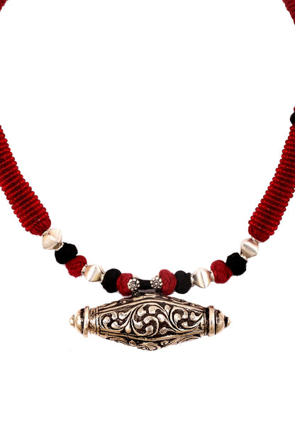 Silver Engraved Handcrafted Necklace In Sterling Silver