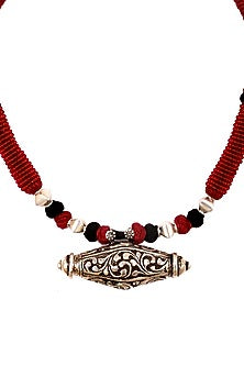 Silver Engraved Handcrafted Necklace In Sterling Silver