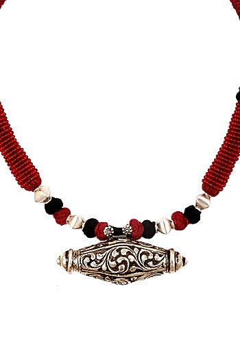 Silver Engraved Handcrafted Necklace In Sterling Silver