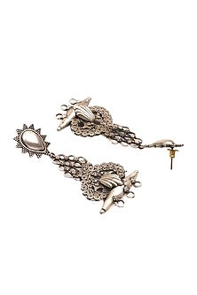 Silver Oxidised Handcrafted Dangler Earrings In Sterling Silver