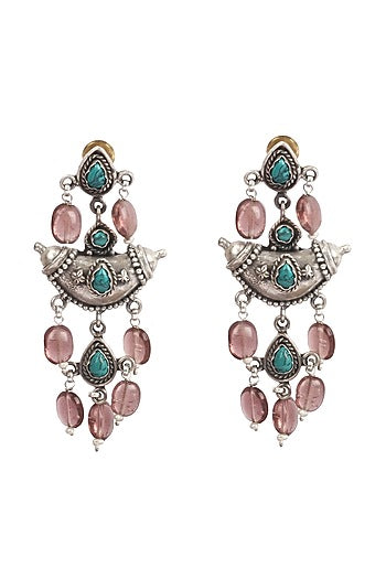 Silver Beaded Earrings In Sterling Silver