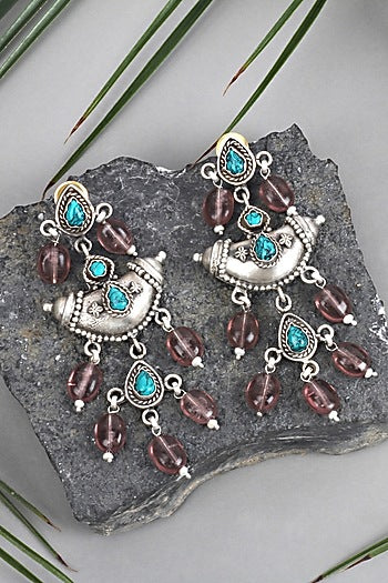 Silver Beaded Earrings In Sterling Silver
