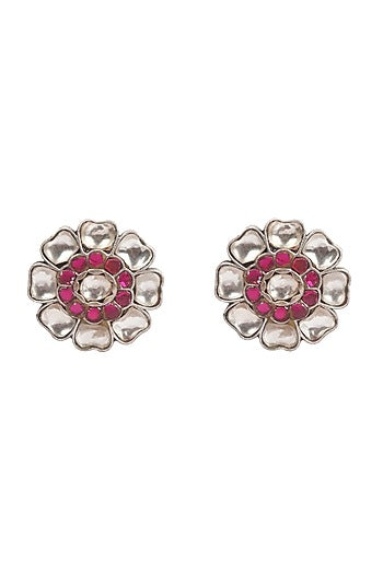 Silver Floral Earrings In Sterling Silver