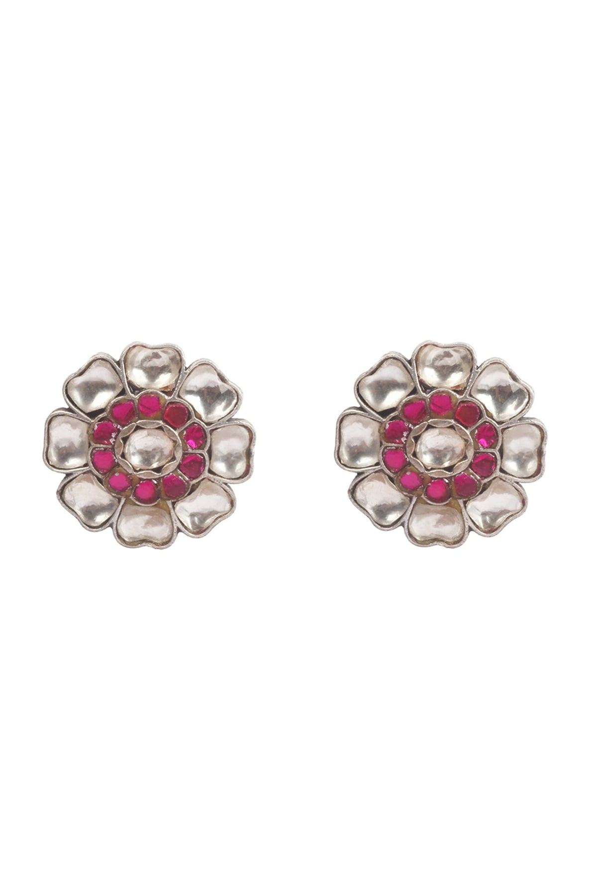 Silver Floral Earrings In Sterling Silver