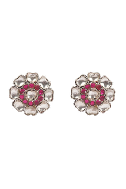 Silver Floral Earrings In Sterling Silver