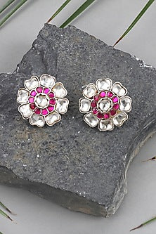 Silver Floral Earrings In Sterling Silver