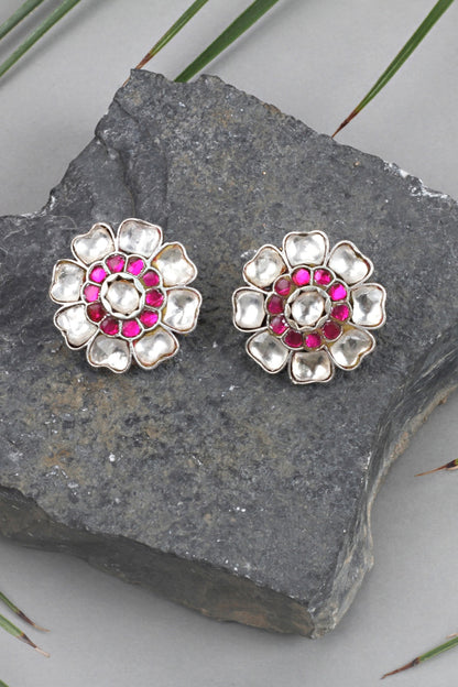 Silver Floral Earrings In Sterling Silver