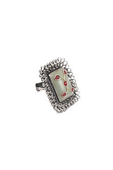 Silver Beaded Ring In Sterling Silver