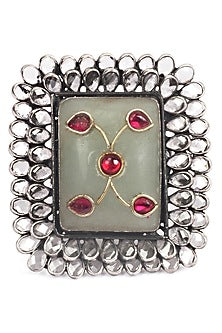 Silver Beaded Ring In Sterling Silver