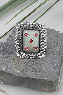 Silver Beaded Ring In Sterling Silver