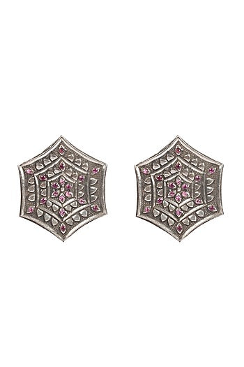Silver Handcrafted Stud Earrings In Sterling Silver