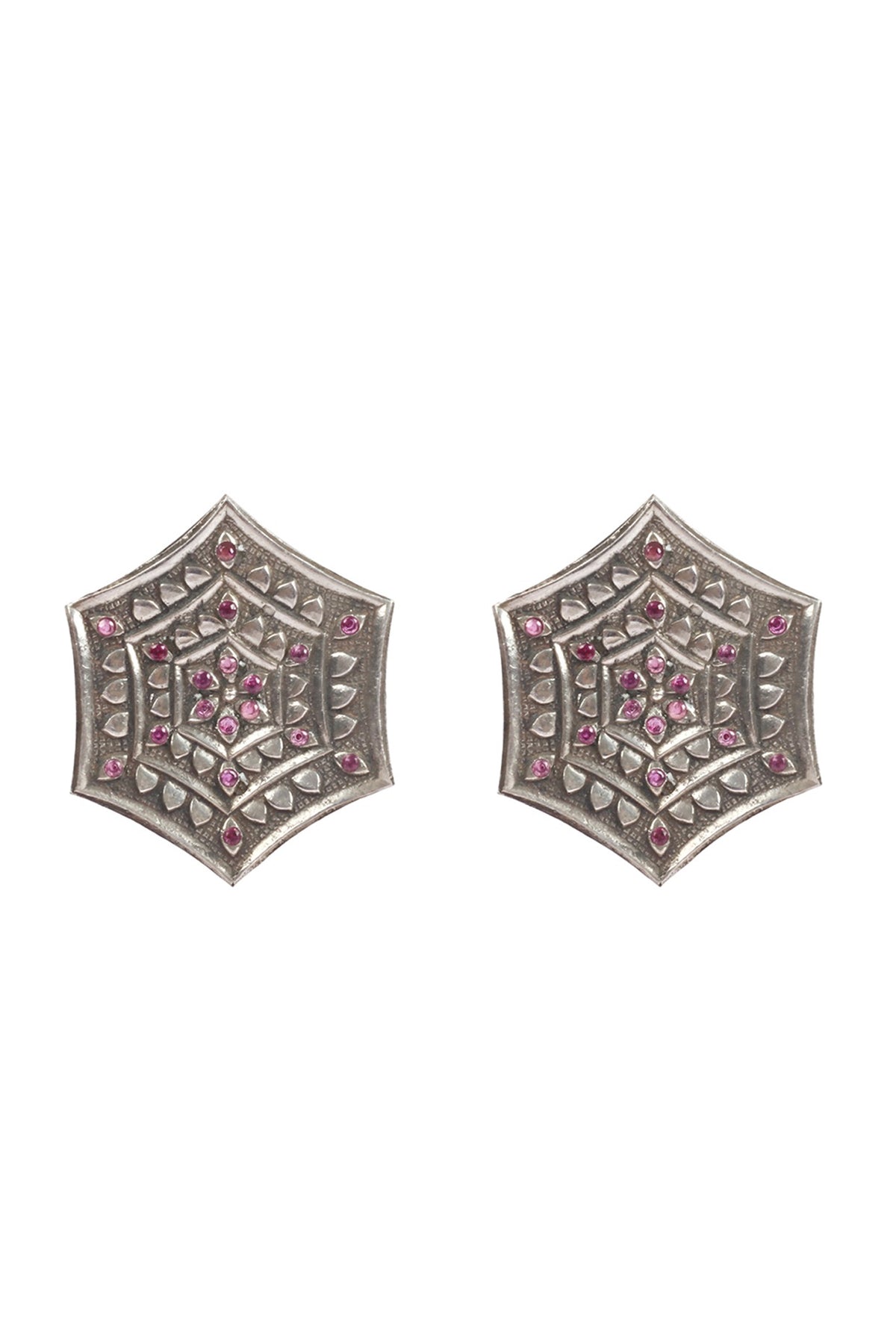 Silver Handcrafted Stud Earrings In Sterling Silver