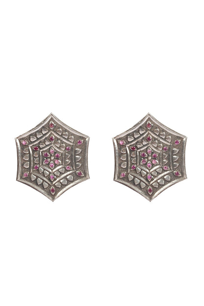 Silver Handcrafted Stud Earrings In Sterling Silver