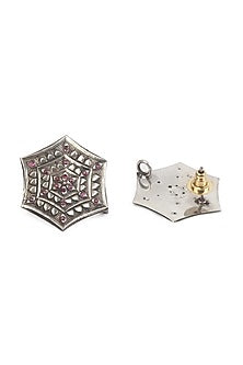 Silver Handcrafted Stud Earrings In Sterling Silver