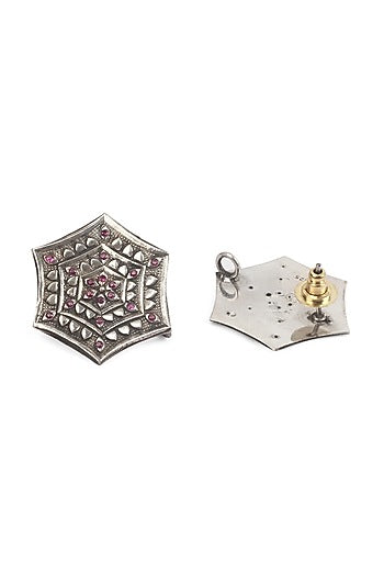 Silver Handcrafted Stud Earrings In Sterling Silver
