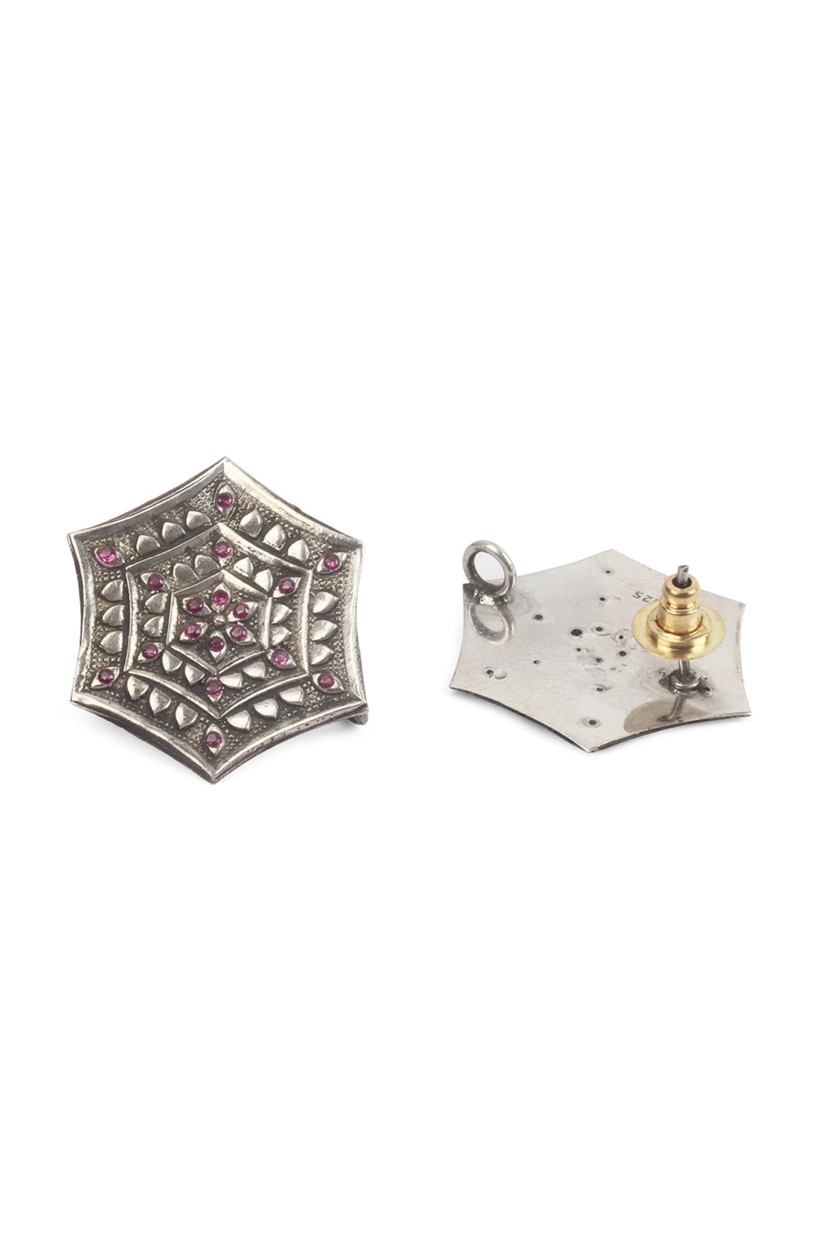 Silver Handcrafted Stud Earrings In Sterling Silver