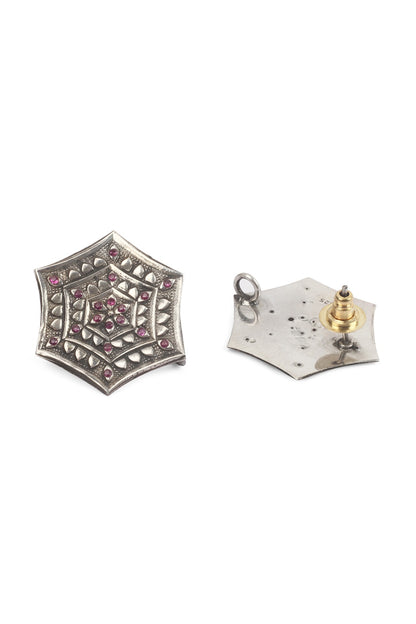 Silver Handcrafted Stud Earrings In Sterling Silver