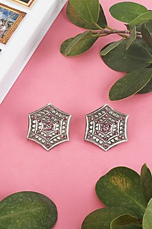 Silver Handcrafted Stud Earrings In Sterling Silver