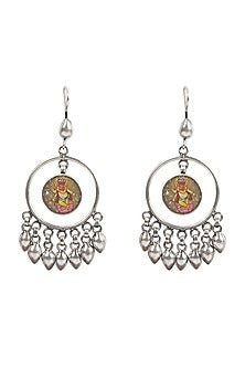 Silver Beaded Dangler Earrings In Sterling Silver