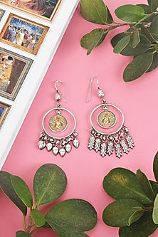 Silver Beaded Dangler Earrings In Sterling Silver