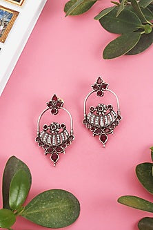 Silver Earrings With Beads In Sterling Silver