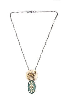Gold Finish Kundan Polki & Green Onyx Pendant Necklace