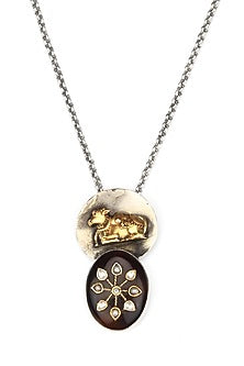 Gold Finish Kundan Polki & Red Onyx Pendant Necklace